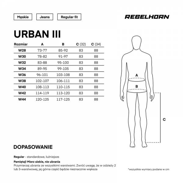 Męskie jeansy motocyklowe Rebelhorn Urban rozm. 36/34